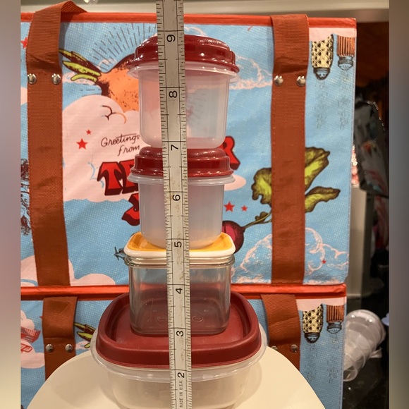 Tupperware Cream Gold with Red Container 9 pc Storage Set - Picture 2 of 16